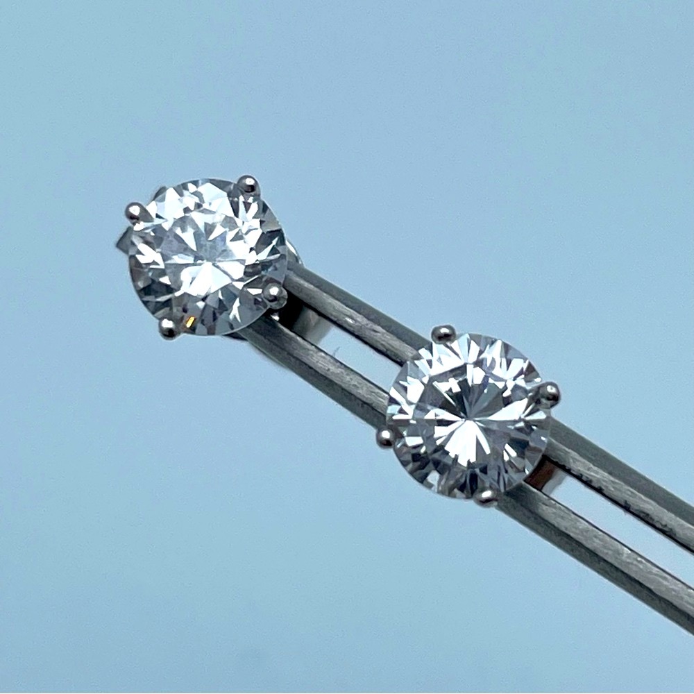Sterling Silver Round CZ Stud Earrings, 5mm Classic Basket Setting